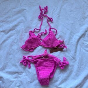SKIMS Pink Crochet Bikini NWT